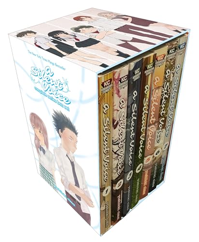 Box set of eight "A Silent Voice" manga volumes with character art.