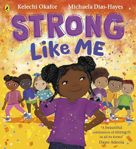 Book cover: "Strong Like Me" featuring diverse children and bright colors.