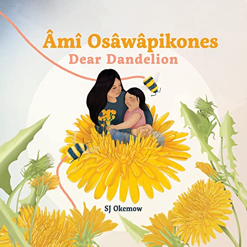 Book cover with mother and child seated within a large dandelion.