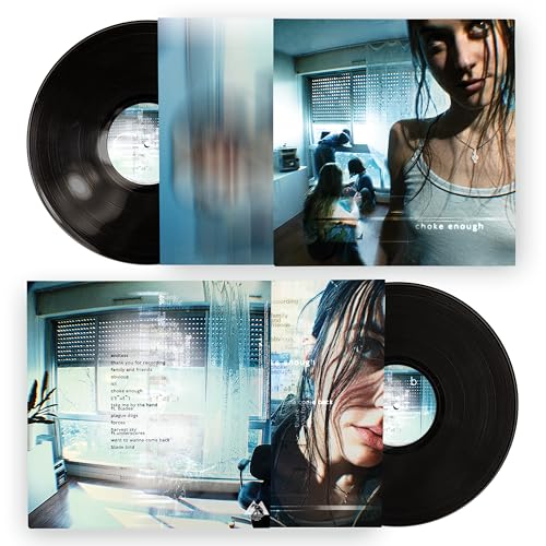 Vinyl record of Oklou’s “Choke Enough” with blurry portrait cover art.