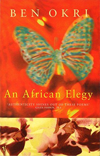 Book cover: red background, butterfly image, title "An African Elegy.