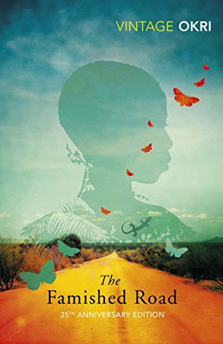 Book cover featuring a boy's silhouette with butterflies, on a road with a cloudy sky.