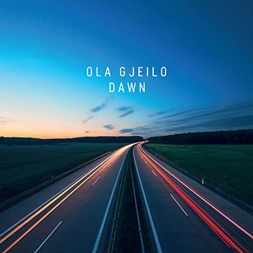 CD cover for Ola Gjeilo’s “Dawn” with a highway at twilight.