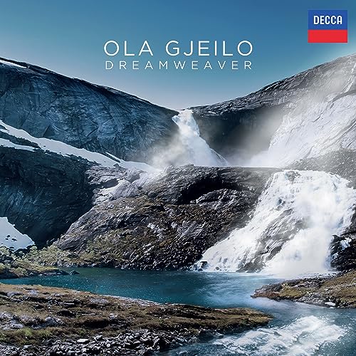 CD cover for Ola Gjeilo’s “Dreamweaver” featuring a waterfall landscape.