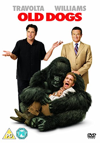 Old Dogs" DVD cover featuring John Travolta, Robin Williams, and a gorilla.