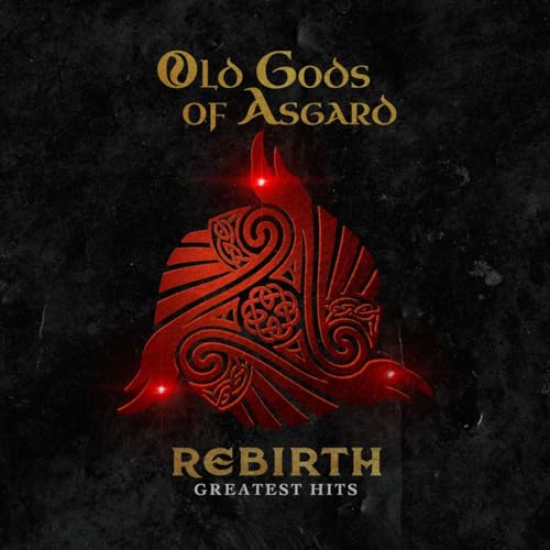 Album cover for “Old Gods Of Asgard - Rebirth” with red dragon design.