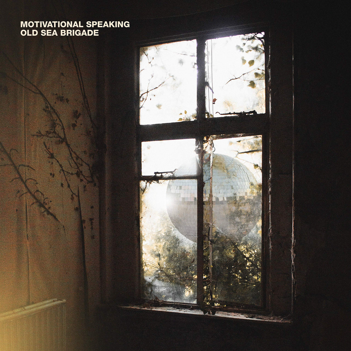 Vinyl album cover: a window view with branches and a disco ball.