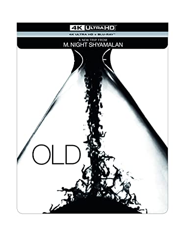 Old" Blu-ray cover with an hourglass silhouette and falling figures.