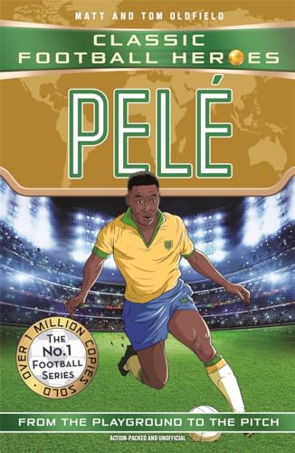 Book cover featuring an illustration of Pelé playing football.
