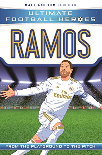 Book cover featuring footballer Sergio Ramos in a white Real Madrid kit.