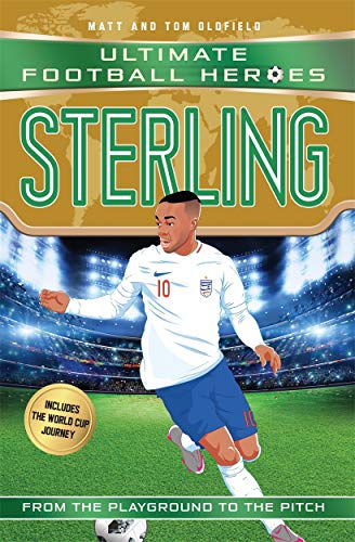 Book cover featuring footballer Raheem Sterling in a white England kit.