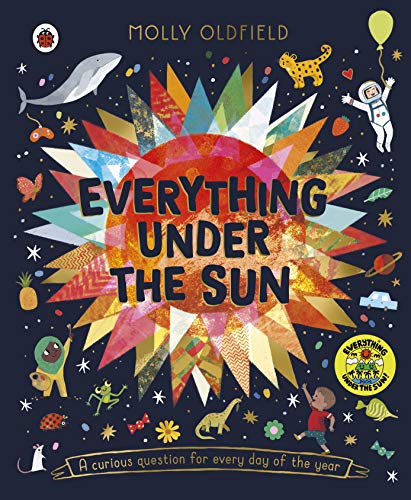Book cover with colorful illustrations of animals, planets, and a large sun.