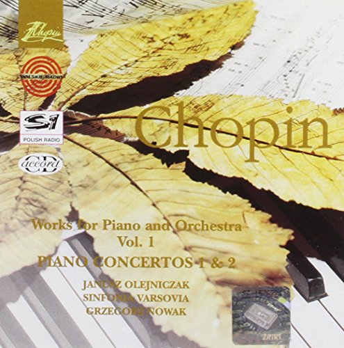 CD cover for Chopin piano concertos featuring a leaf and piano keys.