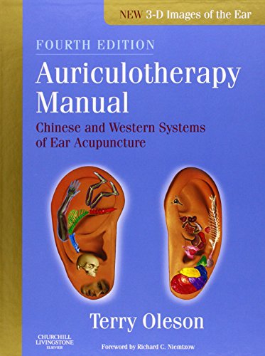 Auriculotherapy Manual book cover with ear anatomy illustrations.