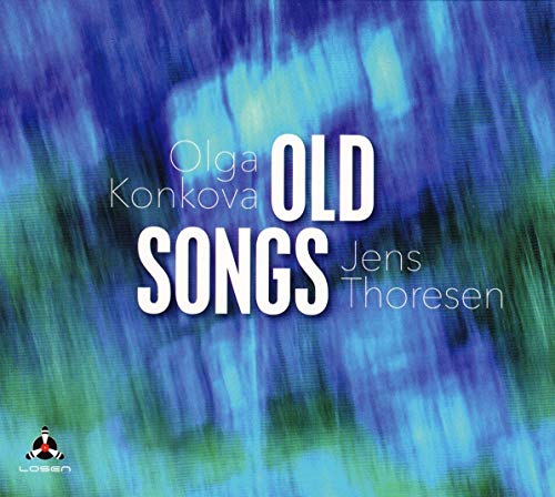 CD cover for "Old Songs" by Olga Konkova & Jens Thoresen, blue abstract background.