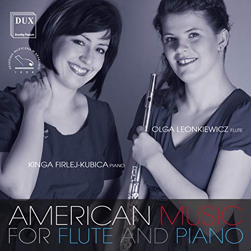 CD cover with two women, one holding a flute, against a gray background.