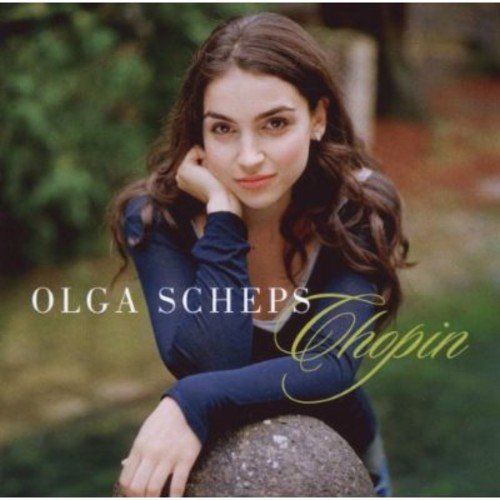 CD cover featuring pianist Olga Scheps, with “Chopin” script text.