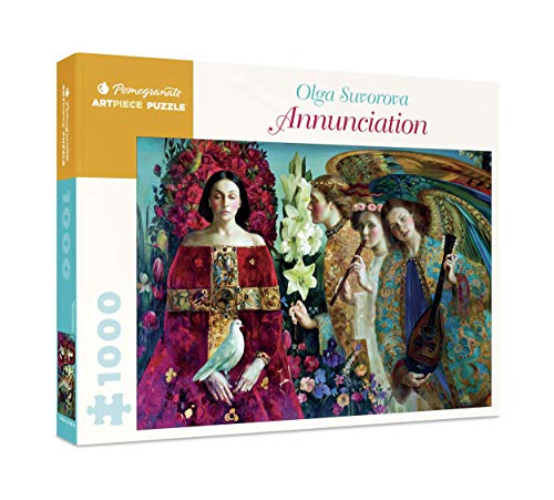 Box for a 1000-piece jigsaw puzzle featuring Olga Suvorova's painting Annunciation with angelic figures.
