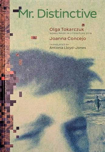 Book cover for "Mr. Distinctive" by Olga Tokarczuk, with a beach scene.