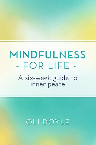 Book cover with teal and yellow watercolor background, title “Mindfulness for Life.”