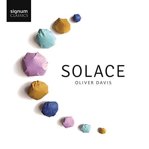 CD cover for "Solace" by Oliver Davis with colorful crumpled paper.