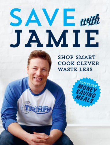 Jamie Oliver smiling on the cover of his cookbook Save with Jamie.