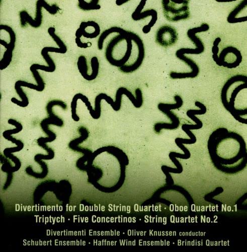 CD cover with abstract green scribbles and composer/ensemble details.