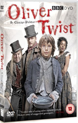 DVD cover for Oliver Twist featuring four characters in period clothing against a white background.