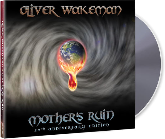 CD cover for Oliver Wakeman’s “Mother’s Ruin” featuring a swirling, fiery vortex.