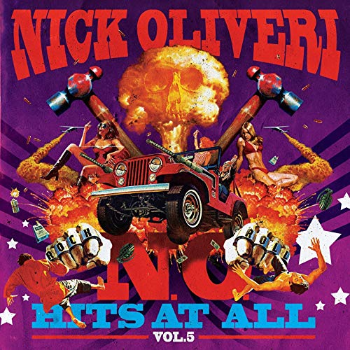 CD cover: Nick Oliveri, explosion, cars, and pin-up style artwork.