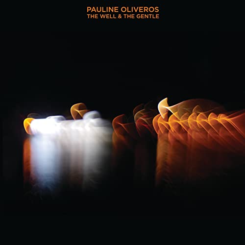 Pauline Oliveros album cover: abstract orange and white smoke on black.