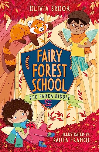 Book cover showing two fairies, a red panda, and the title Fairy Forest School.