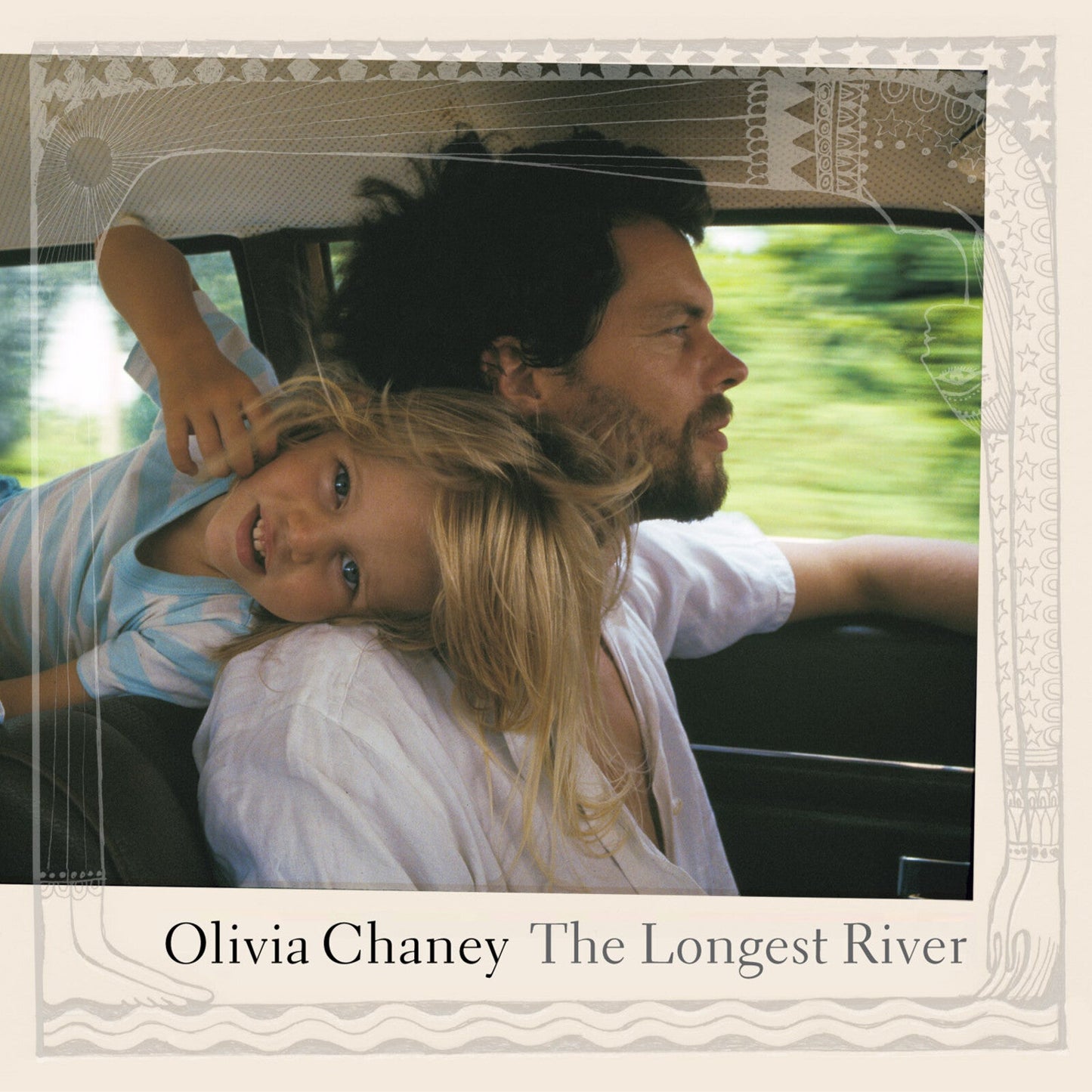 Man and child in a car, album cover for Olivia Chaney’s “The Longest River.”