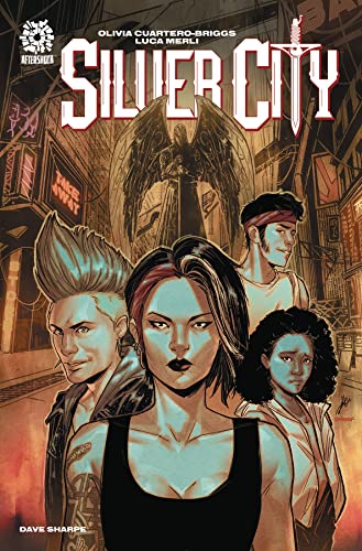 Comic book cover featuring four diverse characters and a winged figure.