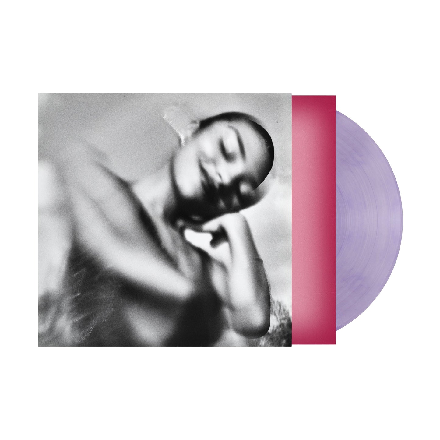 Olivia Dean vinyl record with black and white portrait cover and lilac colored disc.