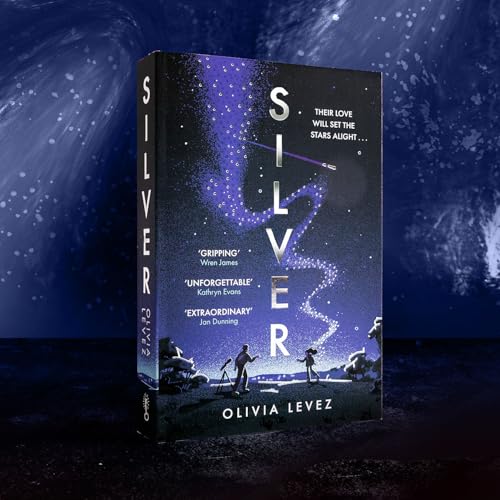 Book cover for “Silver” with a starry nebula and silhouetted figures.