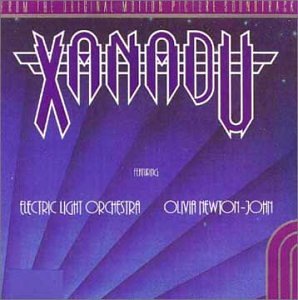 “Xanadu” CD cover featuring purple art deco lettering and Olivia Newton-John’s name.