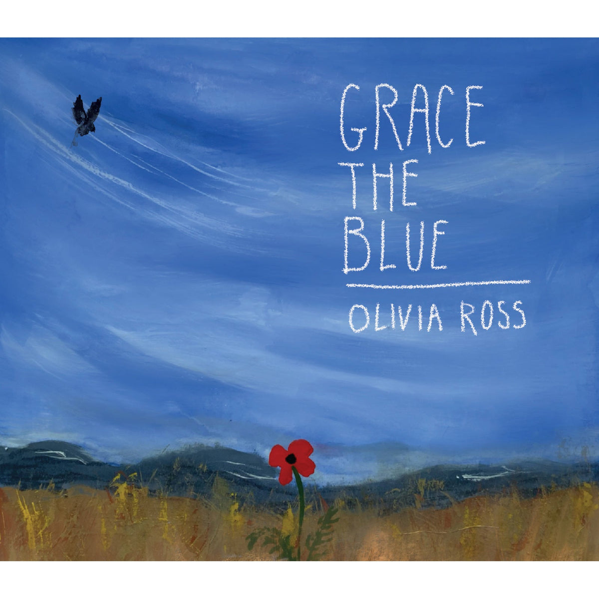 CD cover: blue sky, hills, a poppy, and a flying bird.