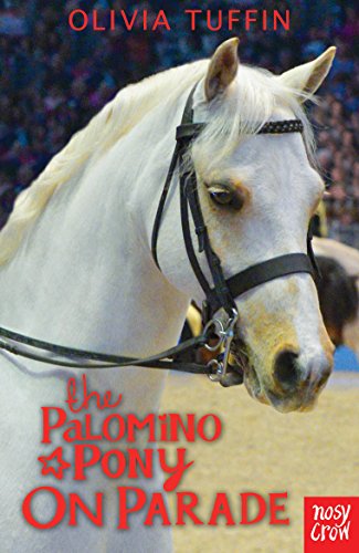 Close-up of a light-colored pony wearing a bridle, book cover.
