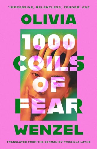 Book cover: woman’s face with hands partially obscuring, bold green text.