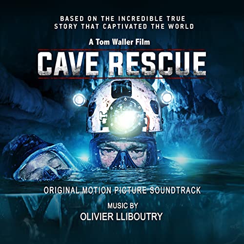 Cave Rescue soundtrack CD cover featuring a diver with helmet and lights.