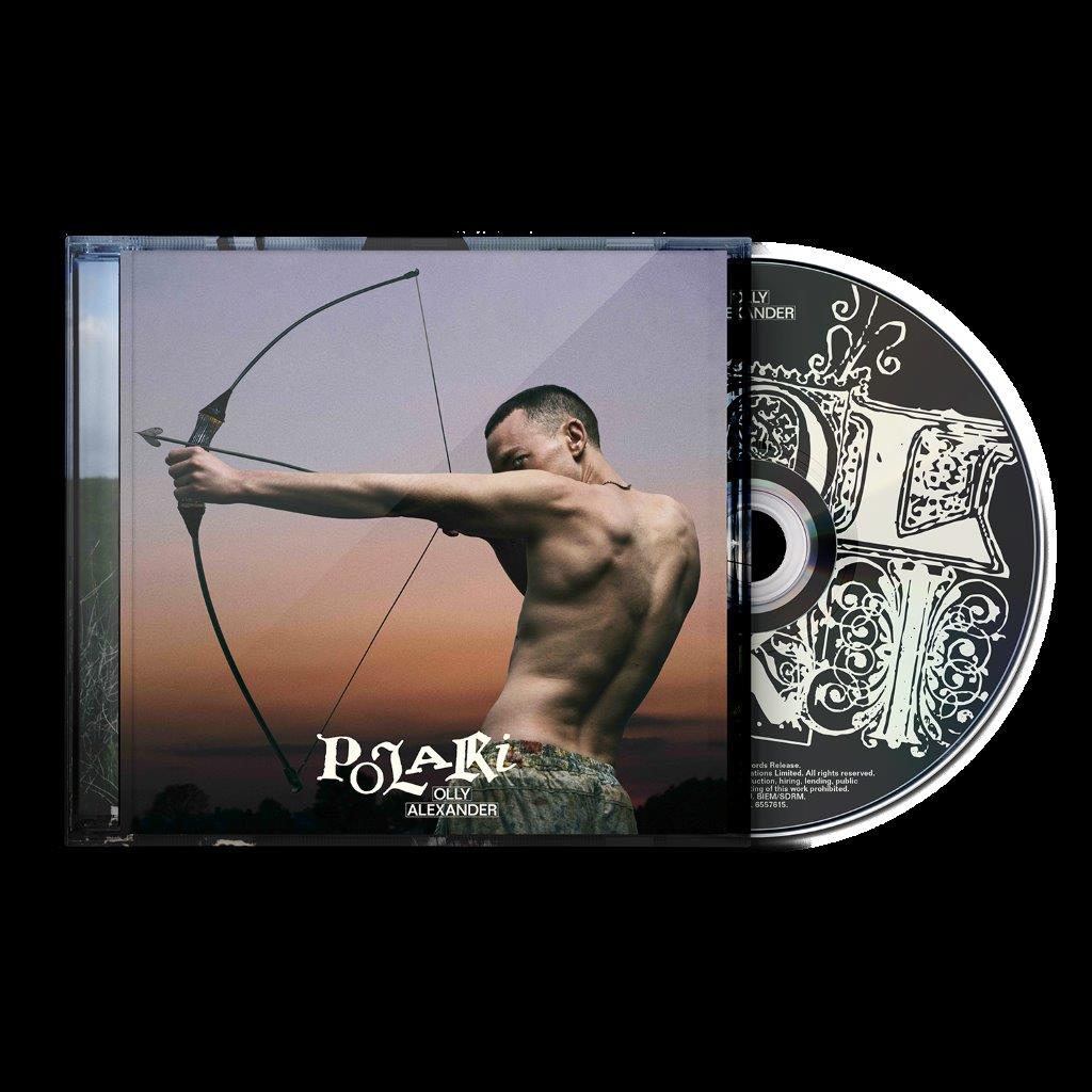 CD case for Olly Alexander’s “Polari” album, featuring a man with a bow.