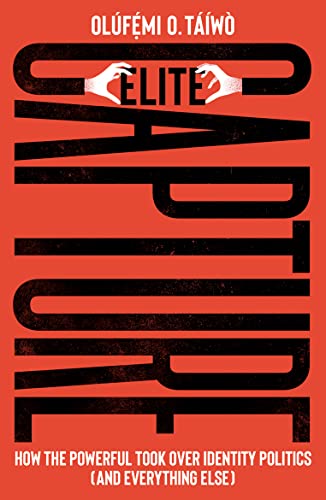 Book cover with red background, black text reading Elite Capture, and two hands reaching.
