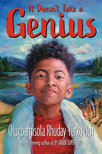 Book cover featuring a young Black boy with curly hair and a lakeside background.