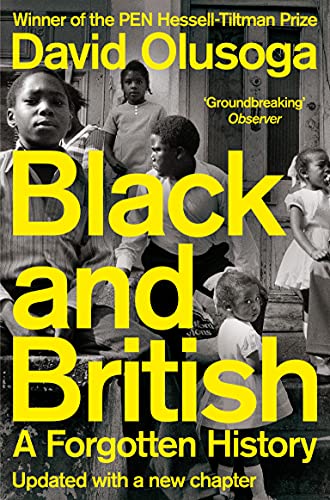 Book cover featuring a black and white photograph of children with bright yellow text.