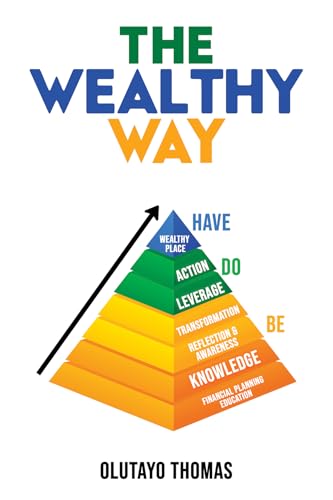 Book cover with a pyramid diagram illustrating steps to wealth.