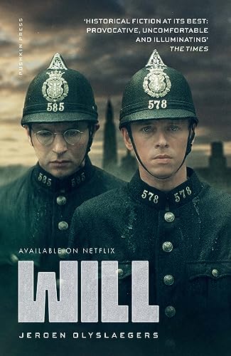 Book cover for “Will,” featuring two men in vintage police helmets.