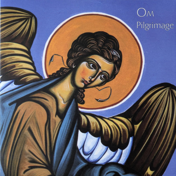 Album cover for Om’s “Pilgrimage” featuring stylized religious iconography.
