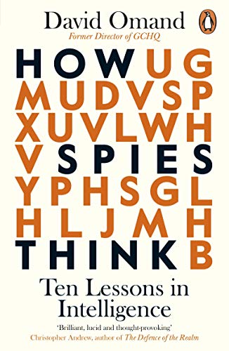 Book cover: “How Spies Think” by David Omand, with scrambled letters.