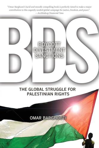 Book cover with large "BDS" text and Palestinian flag imagery.